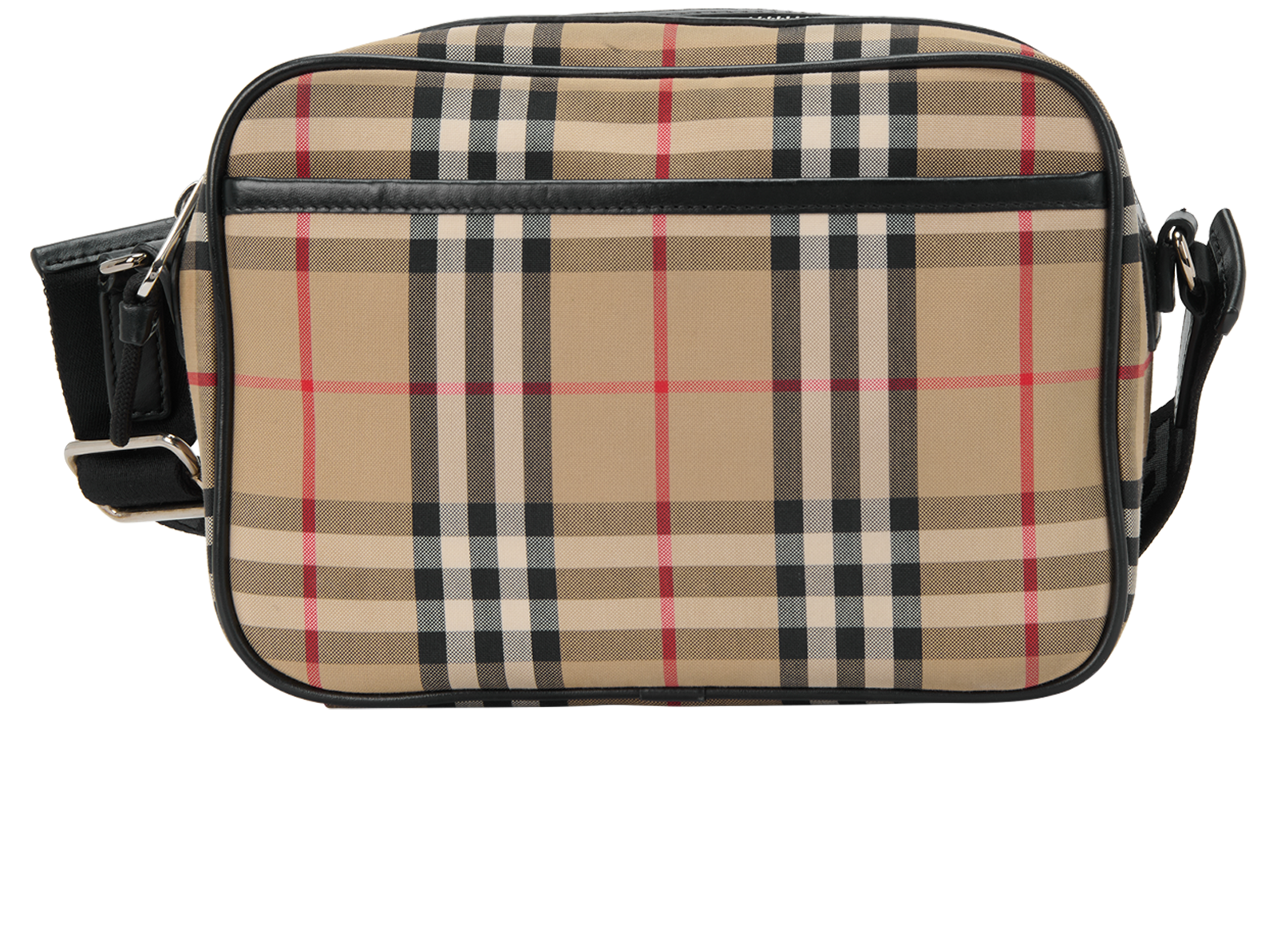 Paddy Check Messenger, &pound;395, Handbags, Black/Brown/Cream/Red, Canvas, Back view